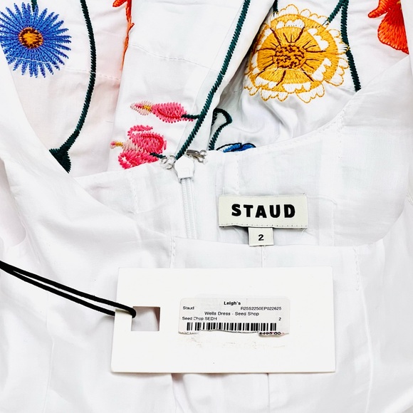 NWT Staud Wells Embroidered Midi Dress White Seed Shop - Picture 16 of 16